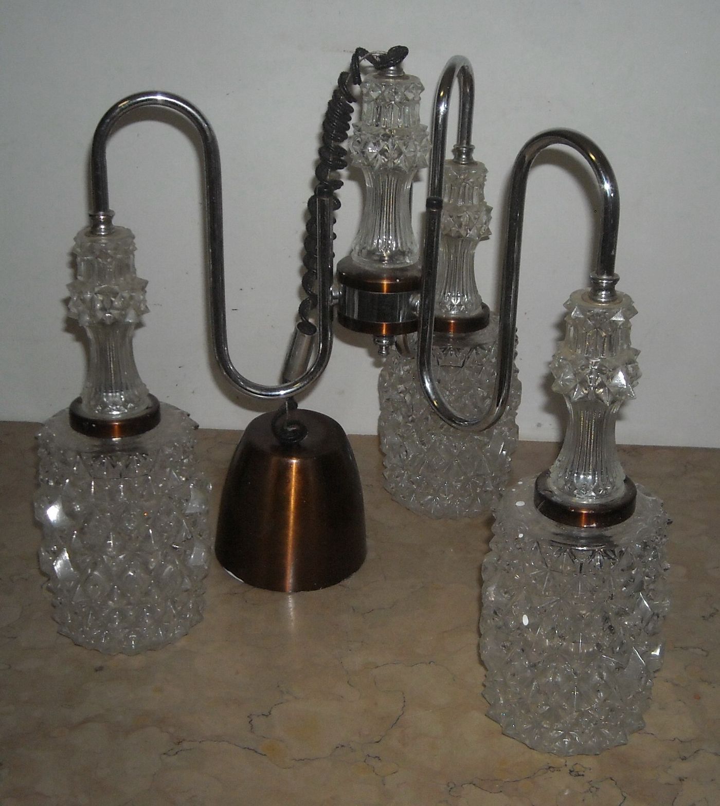 Lampadario d'Epoca In Vetro A Punta Di Diamante, Circa 1960