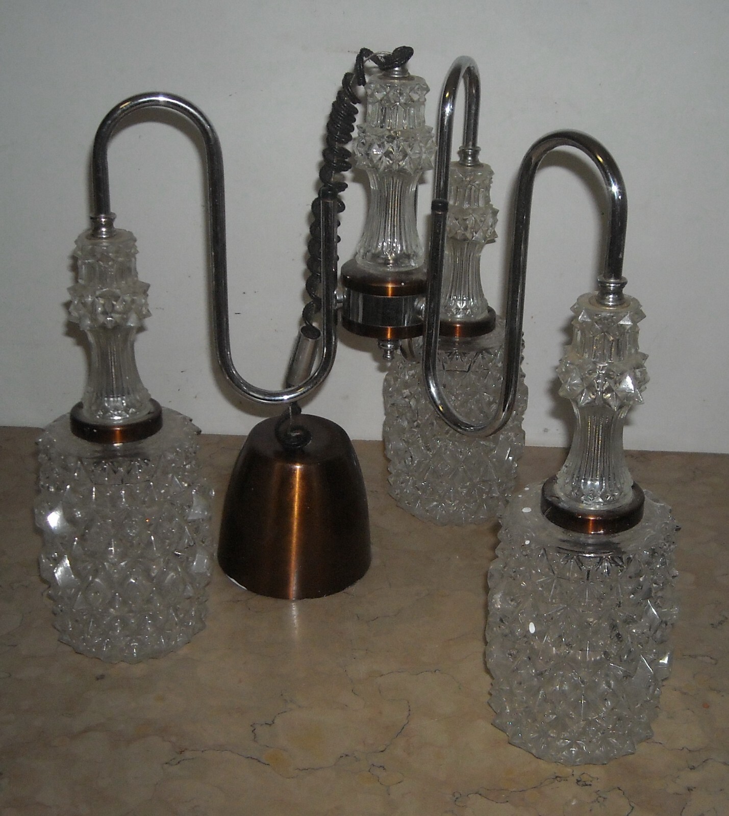 Lampadario d'Epoca In Vetro A Punta Di Diamante, Circa 1960