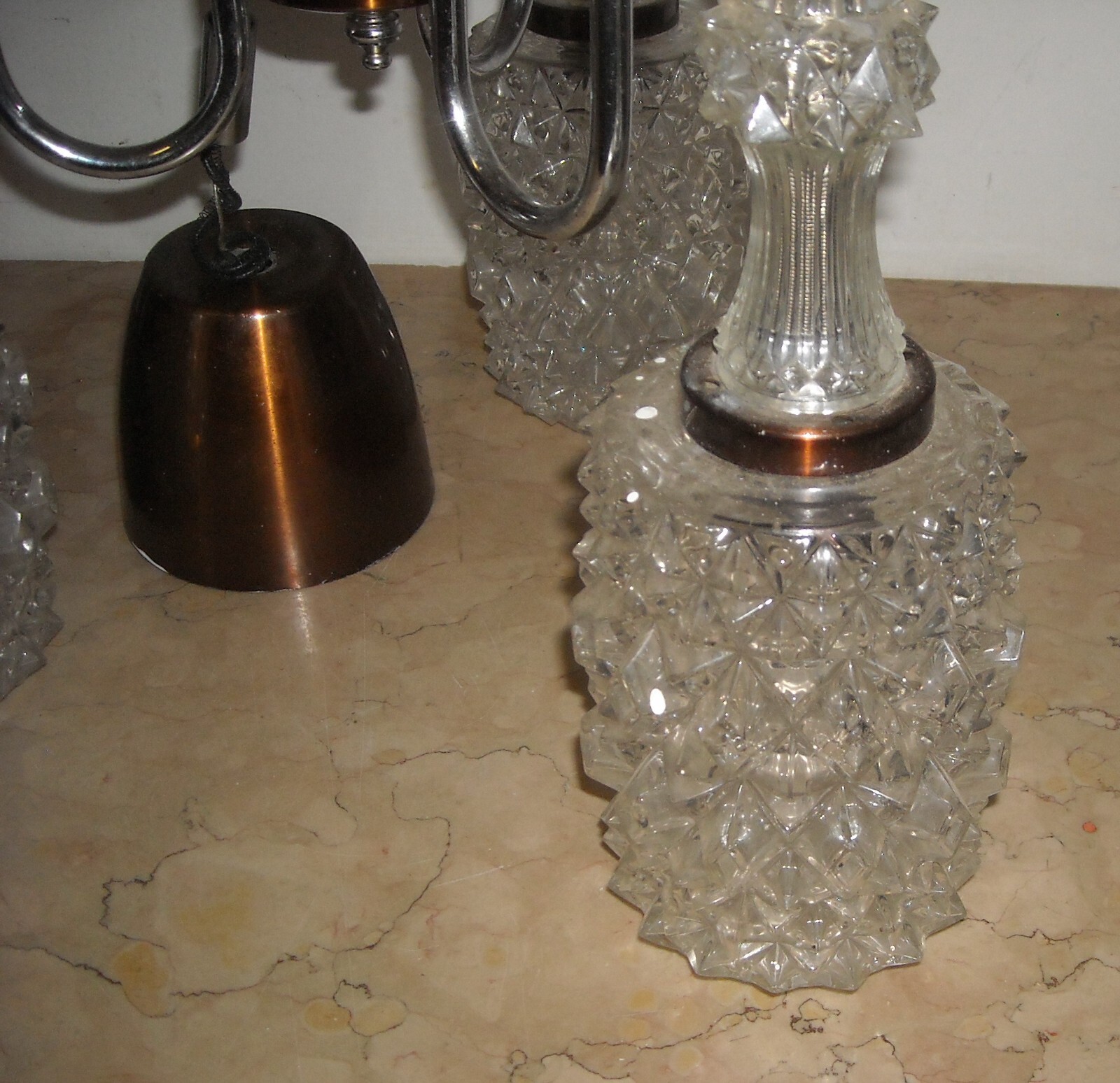 Lampadario d'Epoca In Vetro A Punta Di Diamante, Circa 1960