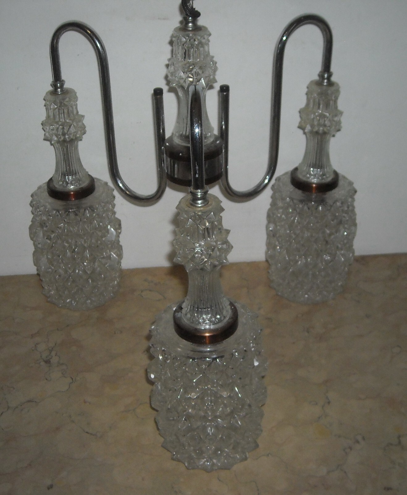 Lampadario d'Epoca In Vetro A Punta Di Diamante, Circa 1960