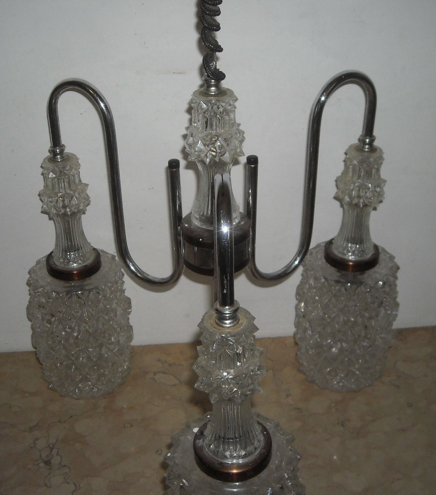 Lampadario d'Epoca In Vetro A Punta Di Diamante, Circa 1960