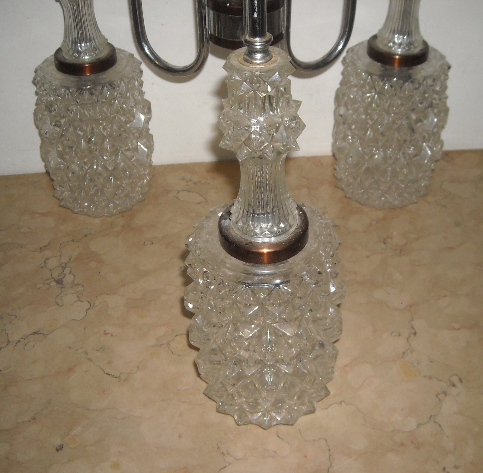 Lampadario d'Epoca In Vetro A Punta Di Diamante, Circa 1960