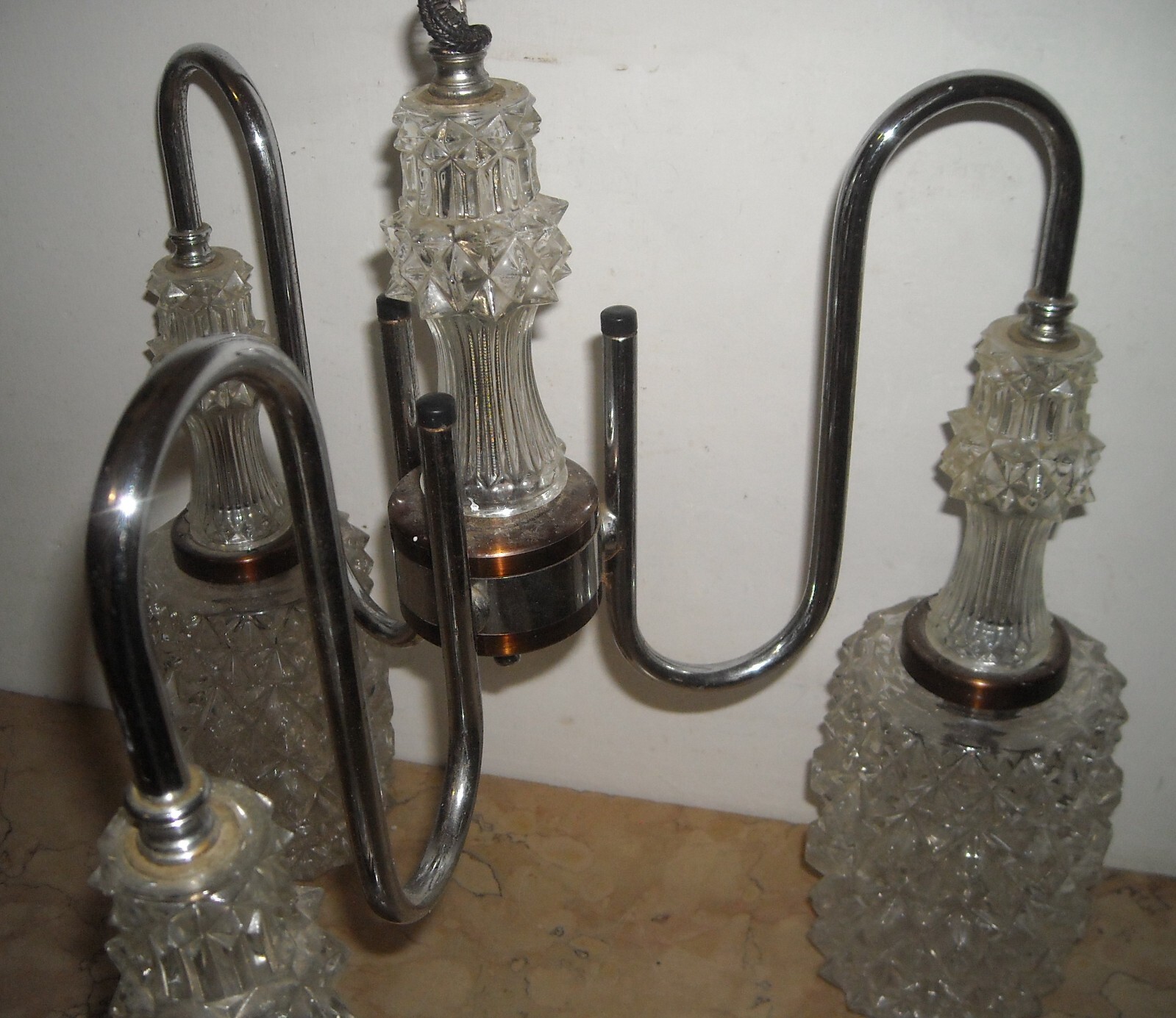 Lampadario d'Epoca In Vetro A Punta Di Diamante, Circa 1960