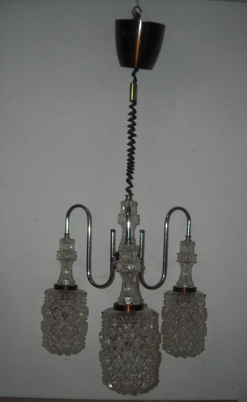 Lampadario d'Epoca In Vetro A Punta Di Diamante, Circa 1960