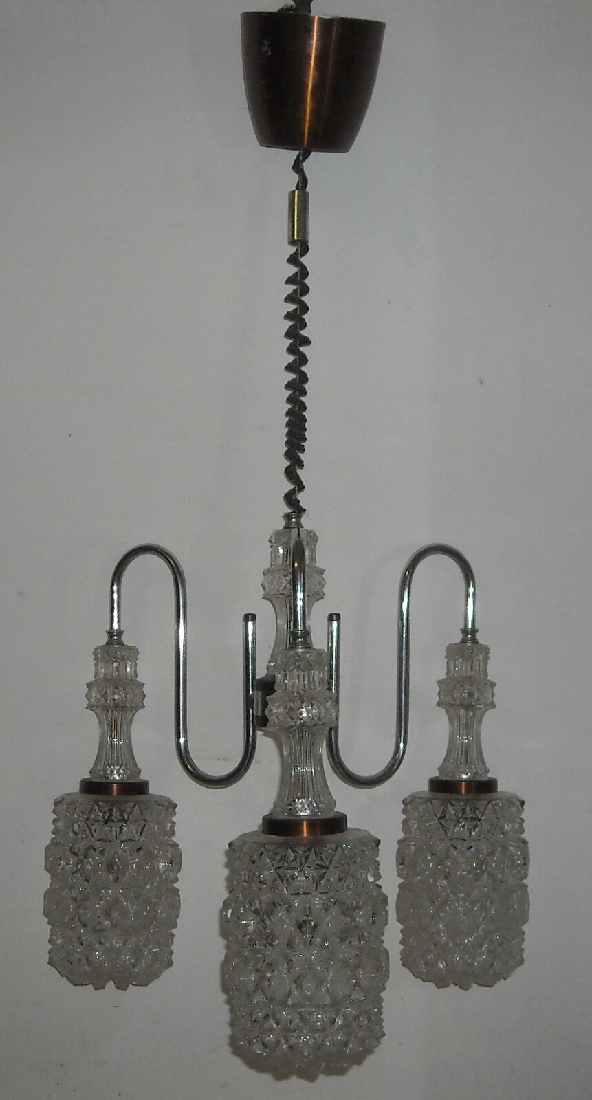 Lampadario d'Epoca In Vetro A Punta Di Diamante, Circa 1960