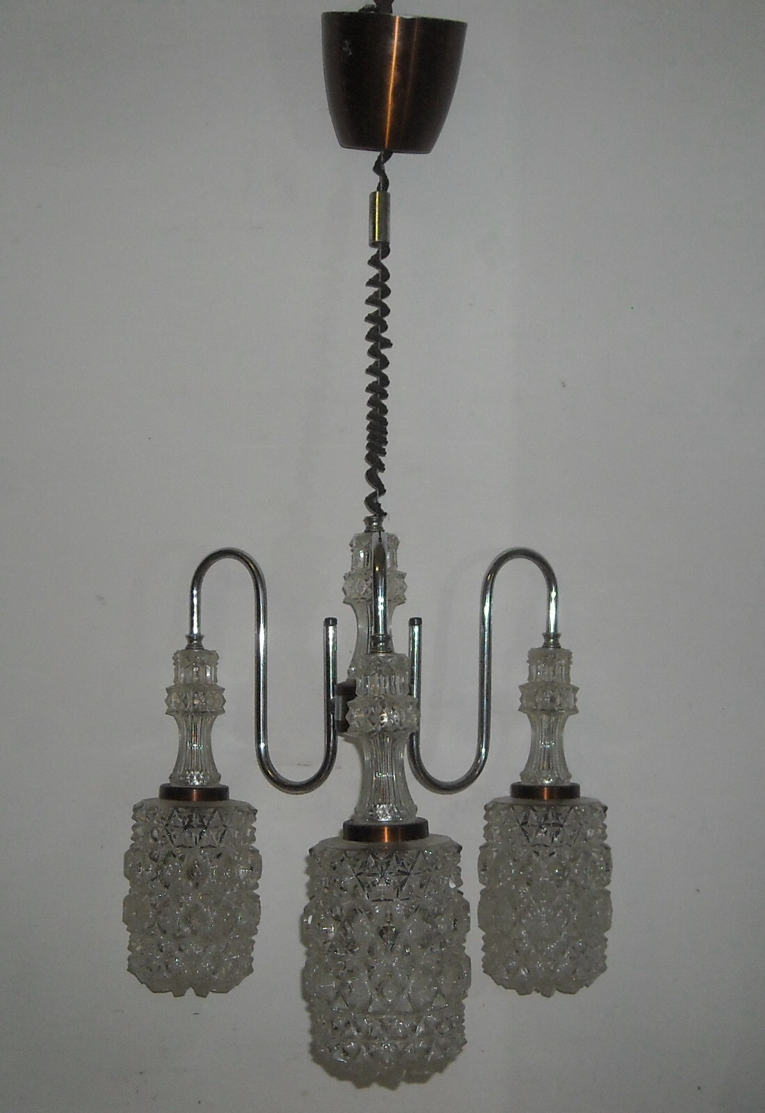 Lampadario d'Epoca In Vetro A Punta Di Diamante, Circa 1960