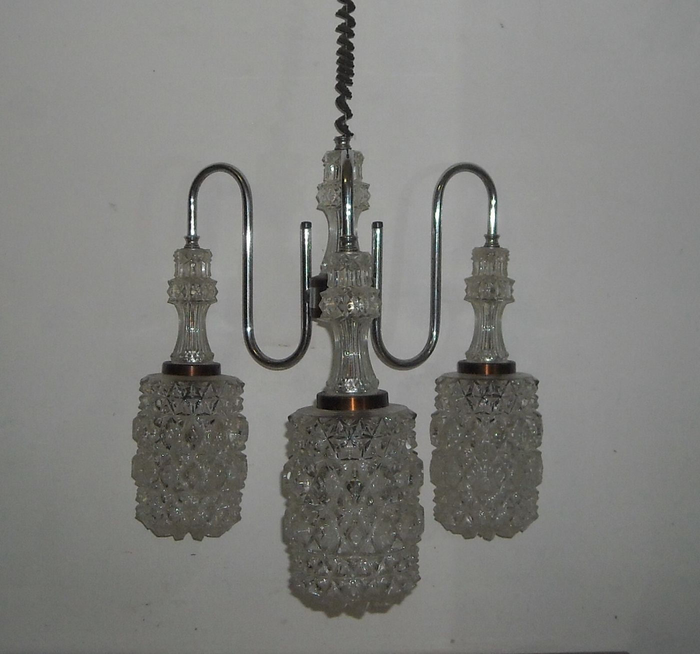 Lampadario d'Epoca In Vetro A Punta Di Diamante, Circa 1960