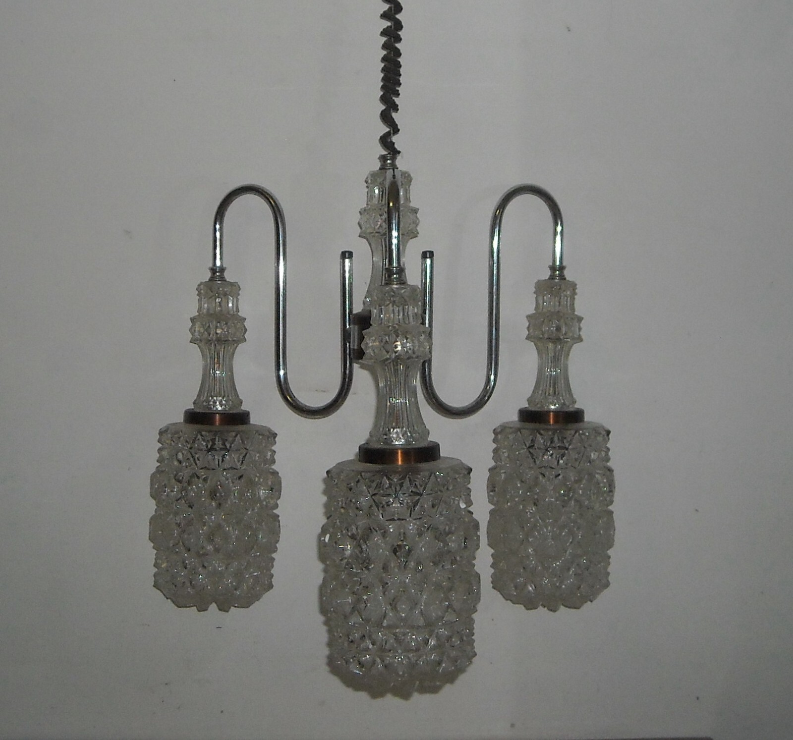 Lampadario d'Epoca In Vetro A Punta Di Diamante, Circa 1960
