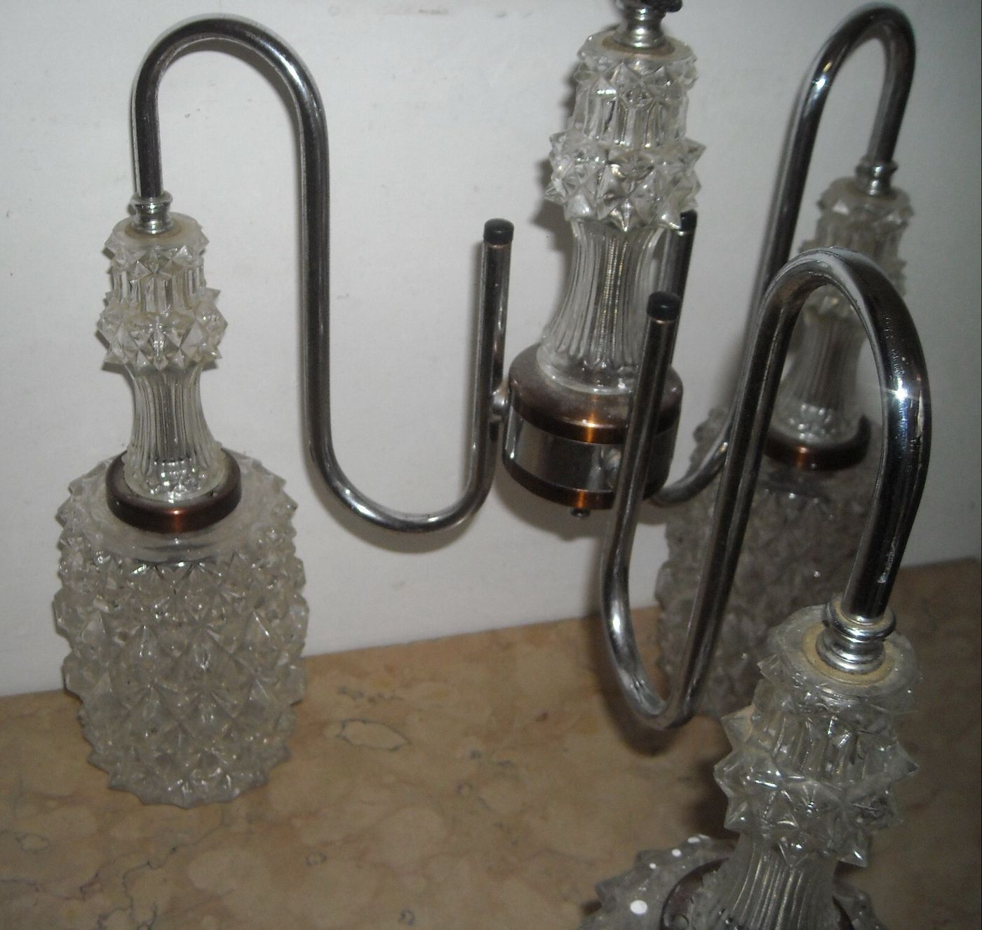 Lampadario d'Epoca In Vetro A Punta Di Diamante, Circa 1960