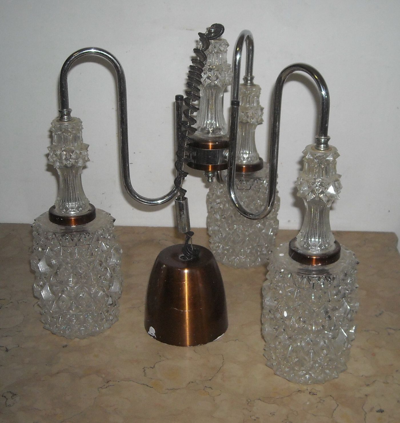 Lampadario d'Epoca In Vetro A Punta Di Diamante, Circa 1960