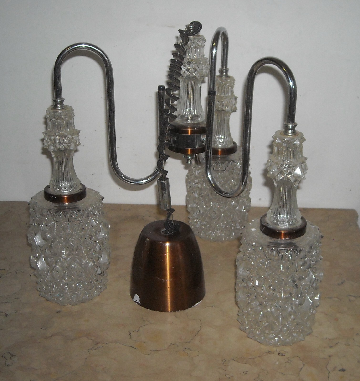 Lampadario d'Epoca In Vetro A Punta Di Diamante, Circa 1960