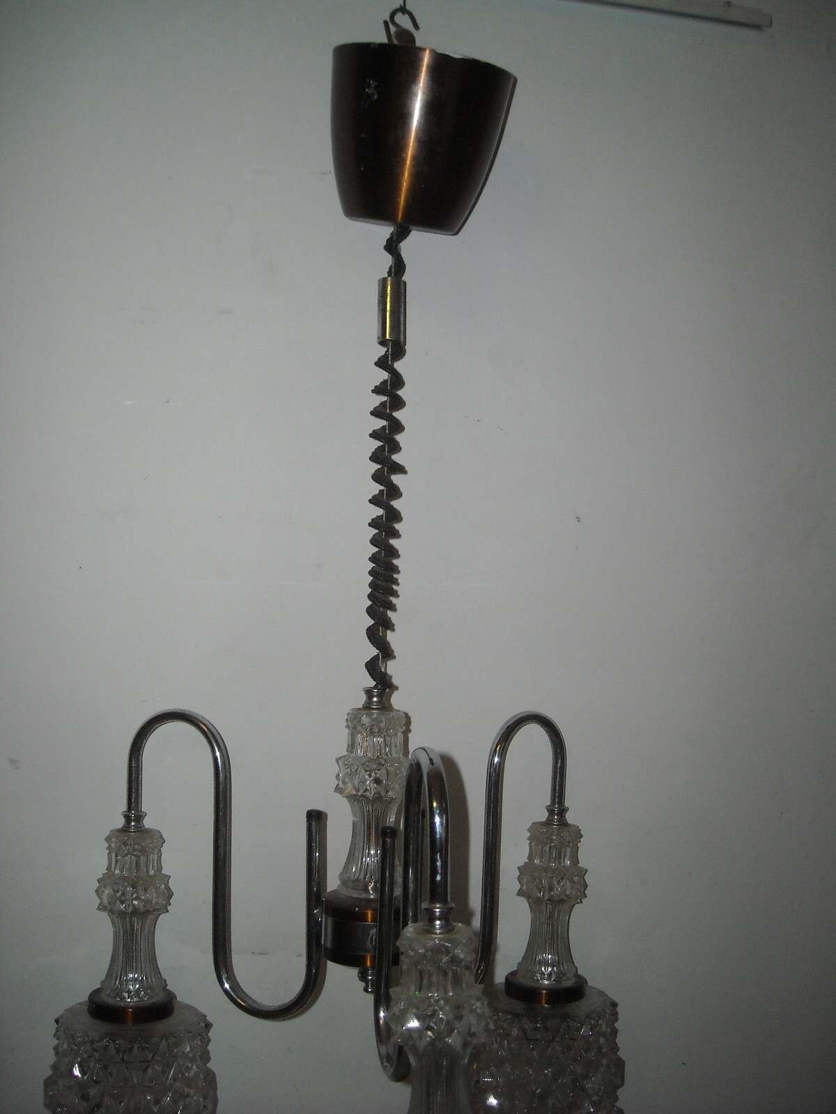 Lampadario d'Epoca In Vetro A Punta Di Diamante, Circa 1960