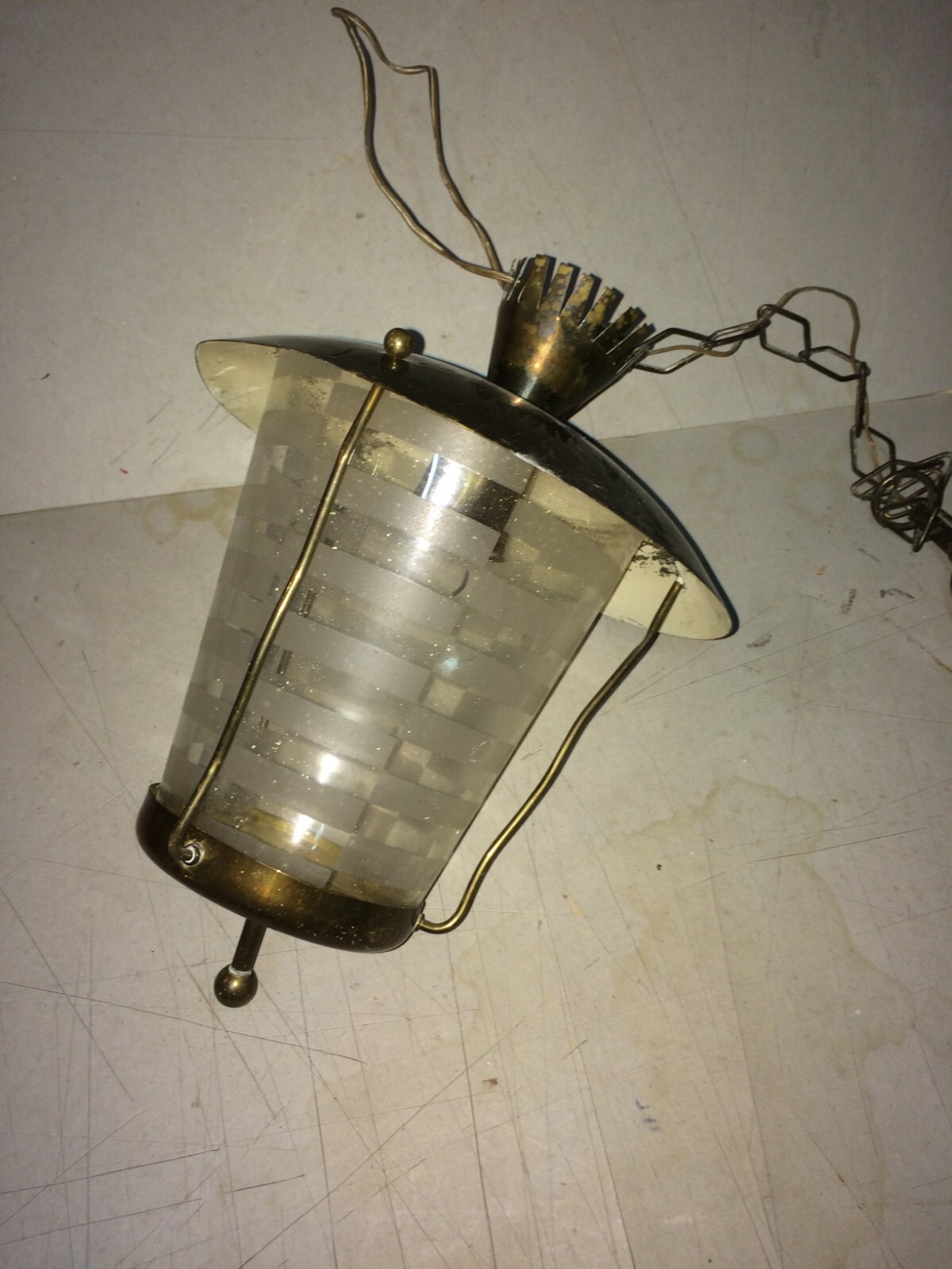 Modernariato, Design, Lampadario A Sospensione In Vetro Decorato, Stile Ponti E Lancia