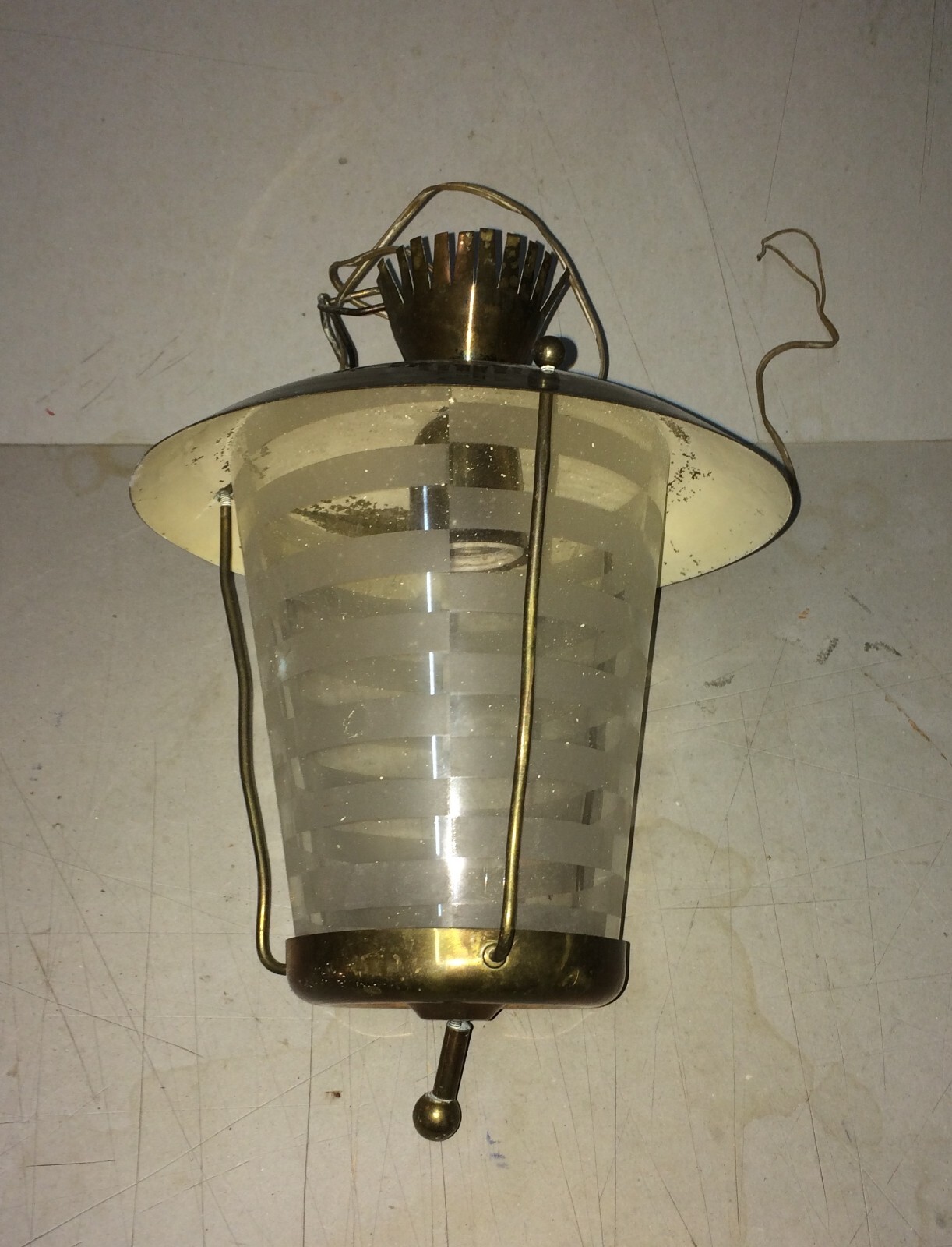 Modernariato, Design, Lampadario A Sospensione In Vetro Decorato, Stile Ponti E Lancia