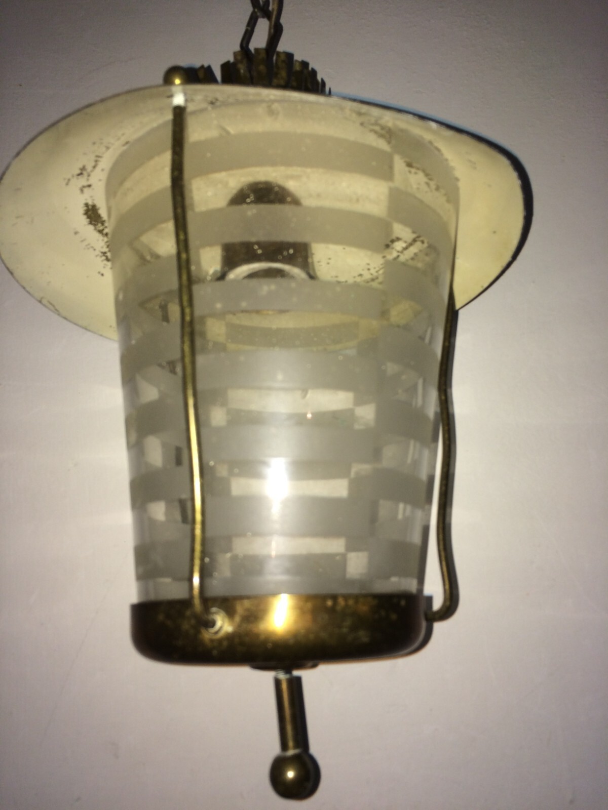 Modernariato, Design, Lampadario A Sospensione In Vetro Decorato, Stile Ponti E Lancia