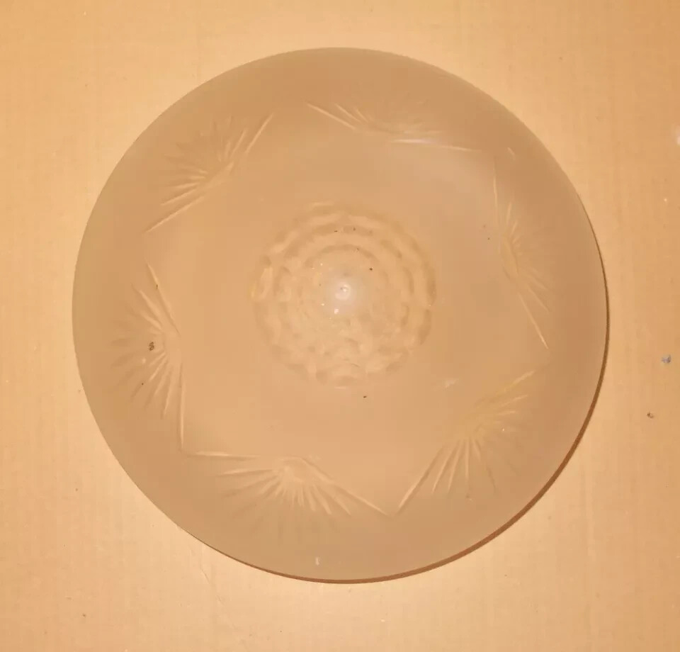 Coppa In Vetro Inciso Per Lampadario d'Epoca