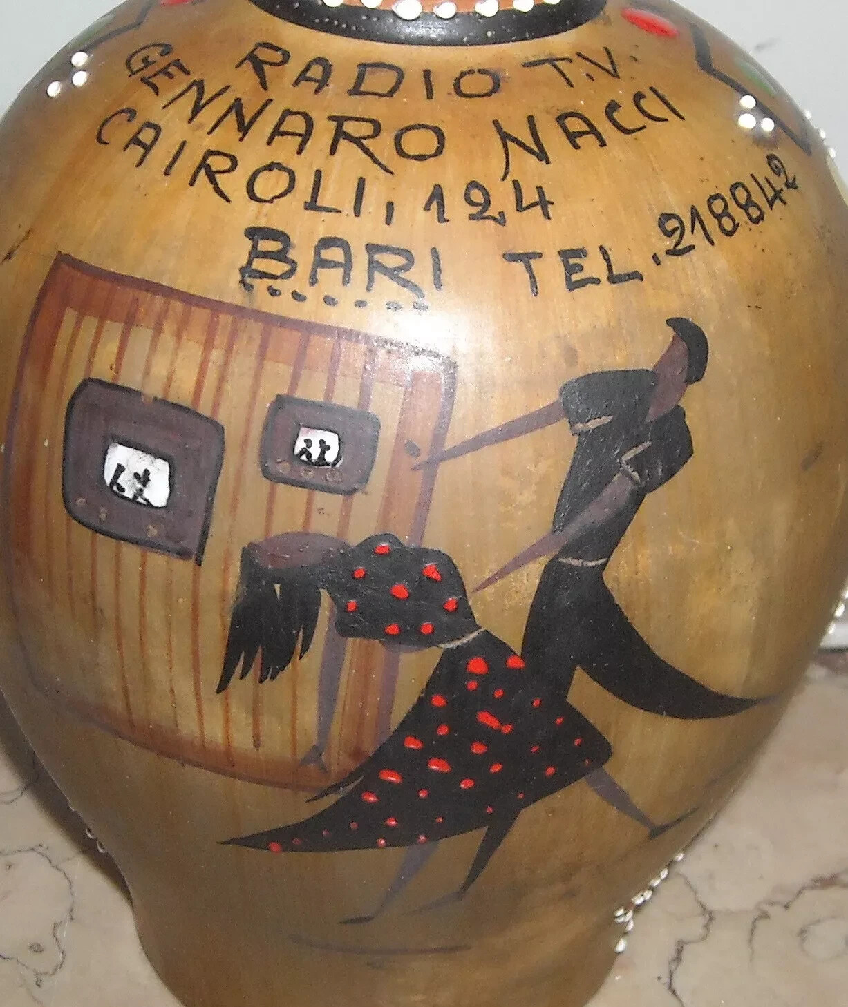 Puglia, Bari. Lampada Pubblicitaria Radio TV Gennaro Nacci. Ceramica Santucci.