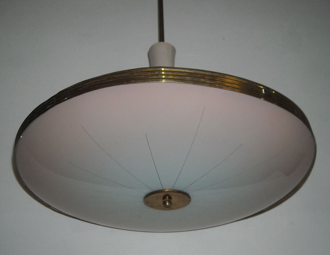 Lampadario d'Epoca In Vetro E Metallo Di Gusto Spaziale, Anni '50 '60