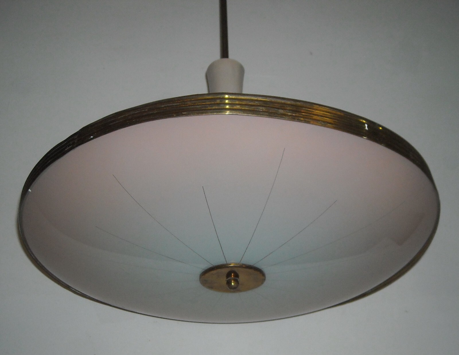 Lampadario d'Epoca In Vetro E Metallo Di Gusto Spaziale, Anni '50 '60
