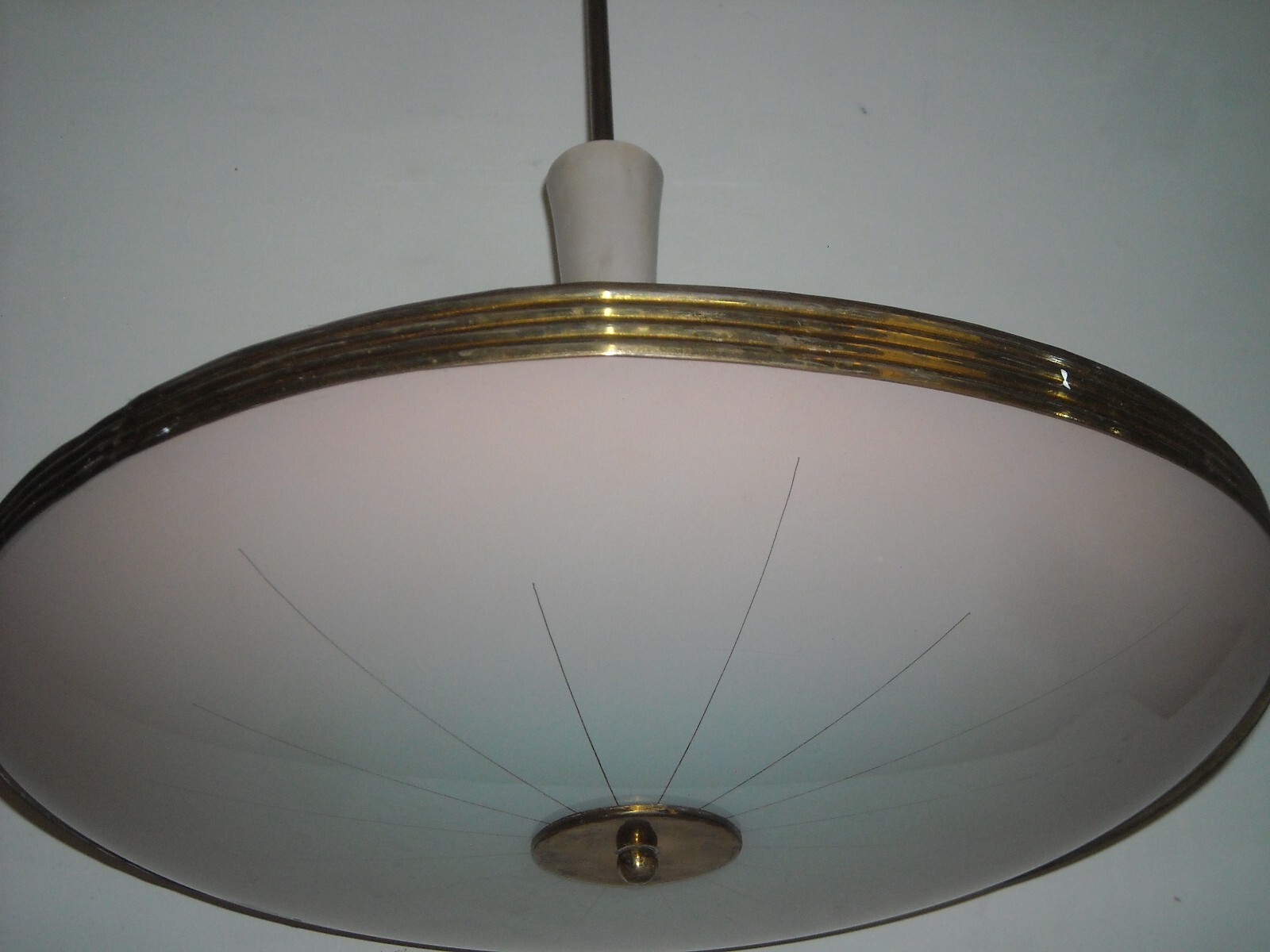 Lampadario d'Epoca In Vetro E Metallo Di Gusto Spaziale, Anni '50 '60
