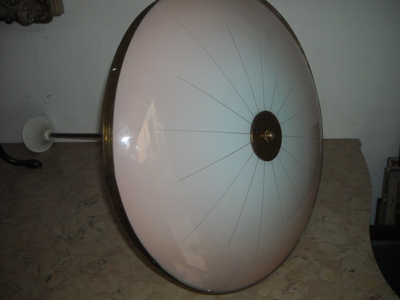 Lampadario d'Epoca In Vetro E Metallo Di Gusto Spaziale, Anni '50 '60