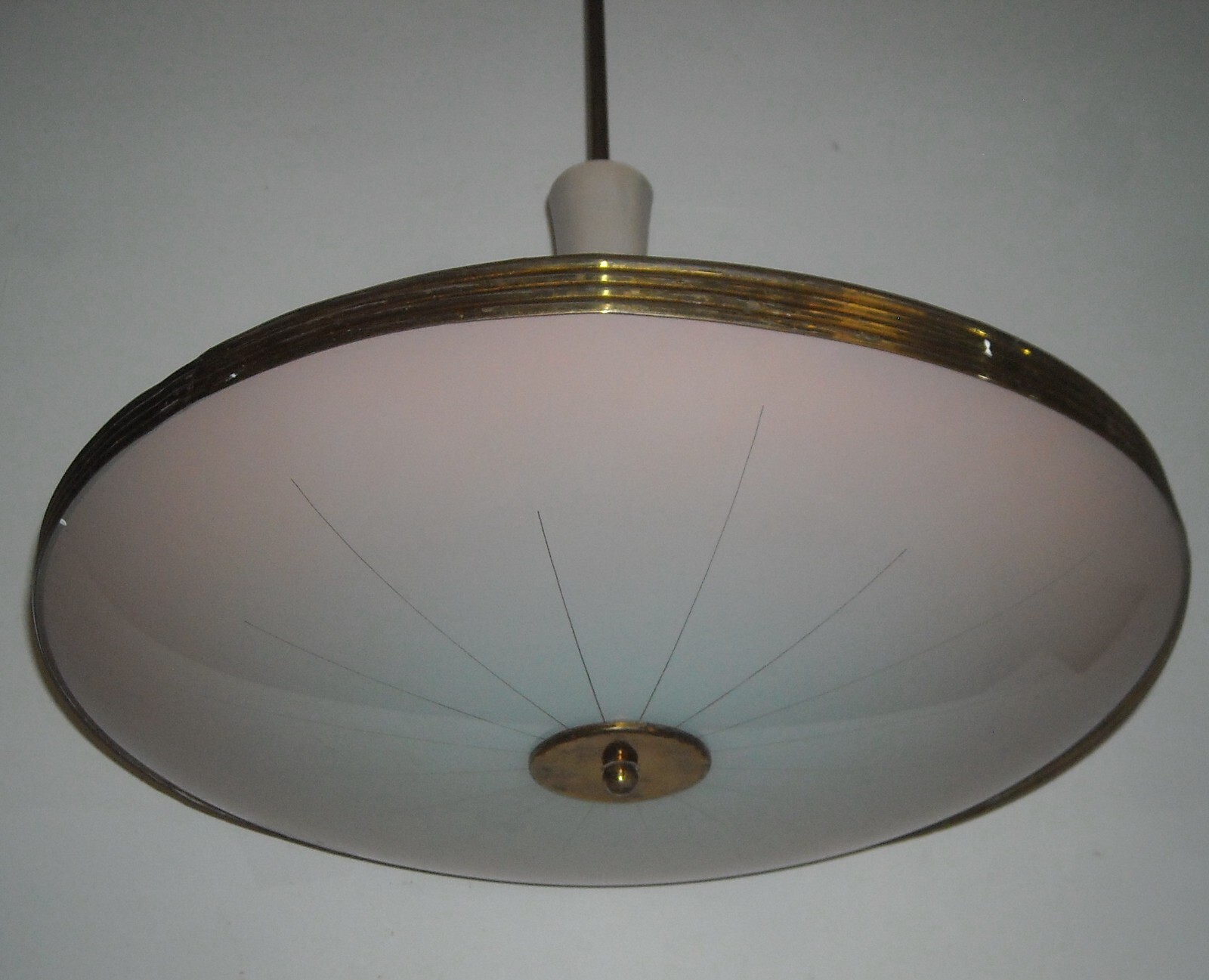 Lampadario d'Epoca In Vetro E Metallo Di Gusto Spaziale, Anni '50 '60