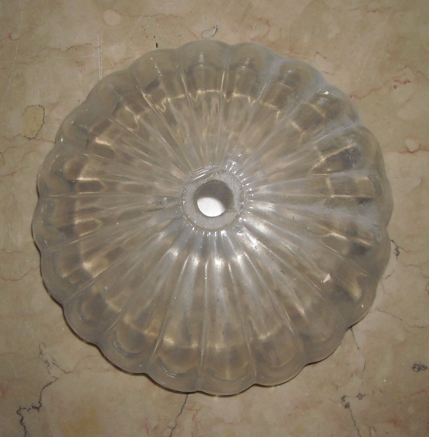 Coppa In Vetro Costolato Per Lampada O Lampadario, 1930 1950