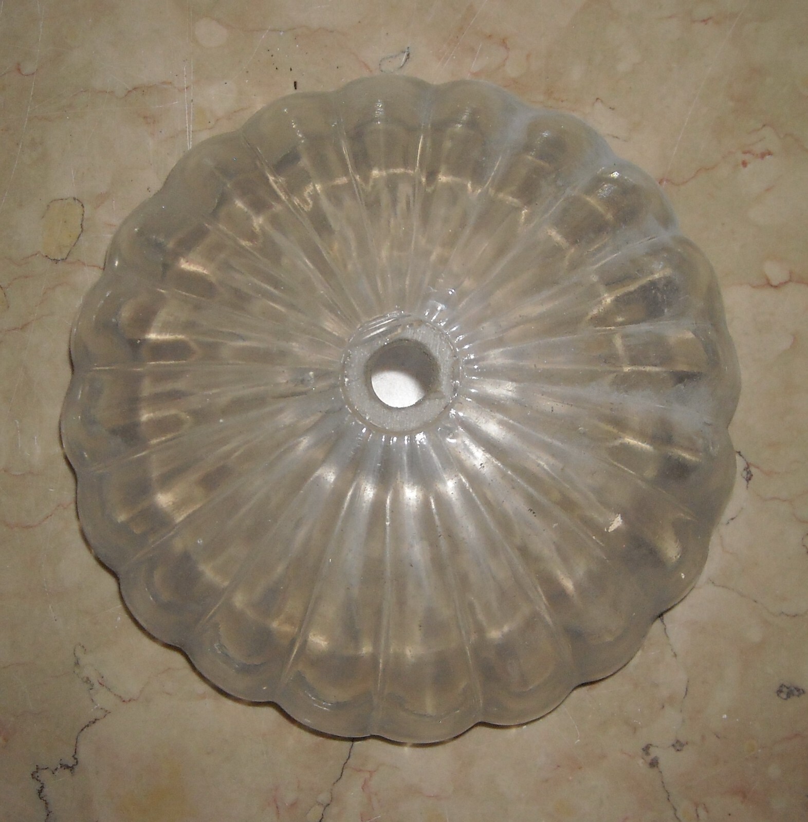 Coppa In Vetro Costolato Per Lampada O Lampadario, 1930 1950