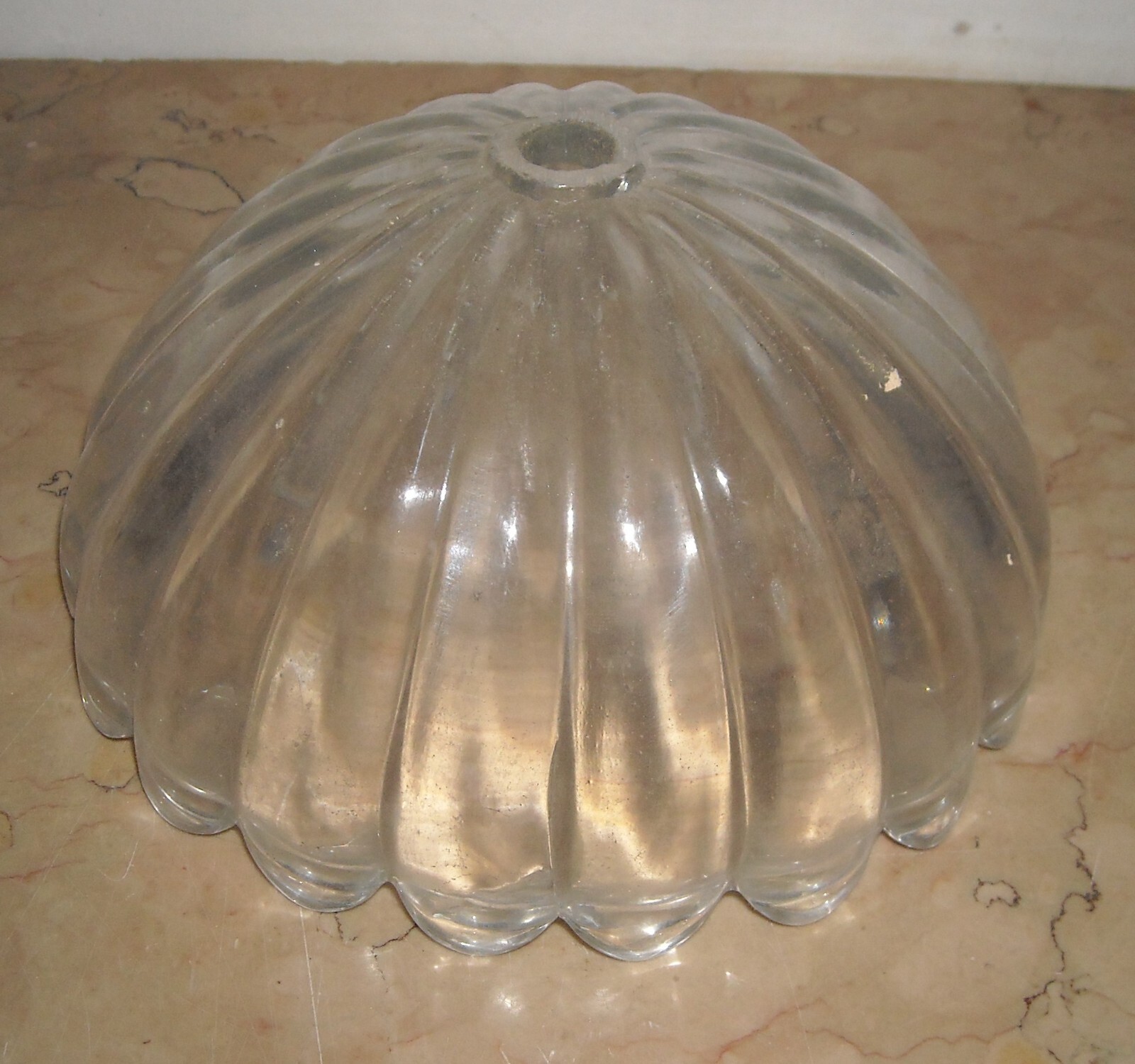 Coppa In Vetro Costolato Per Lampada O Lampadario, 1930 1950