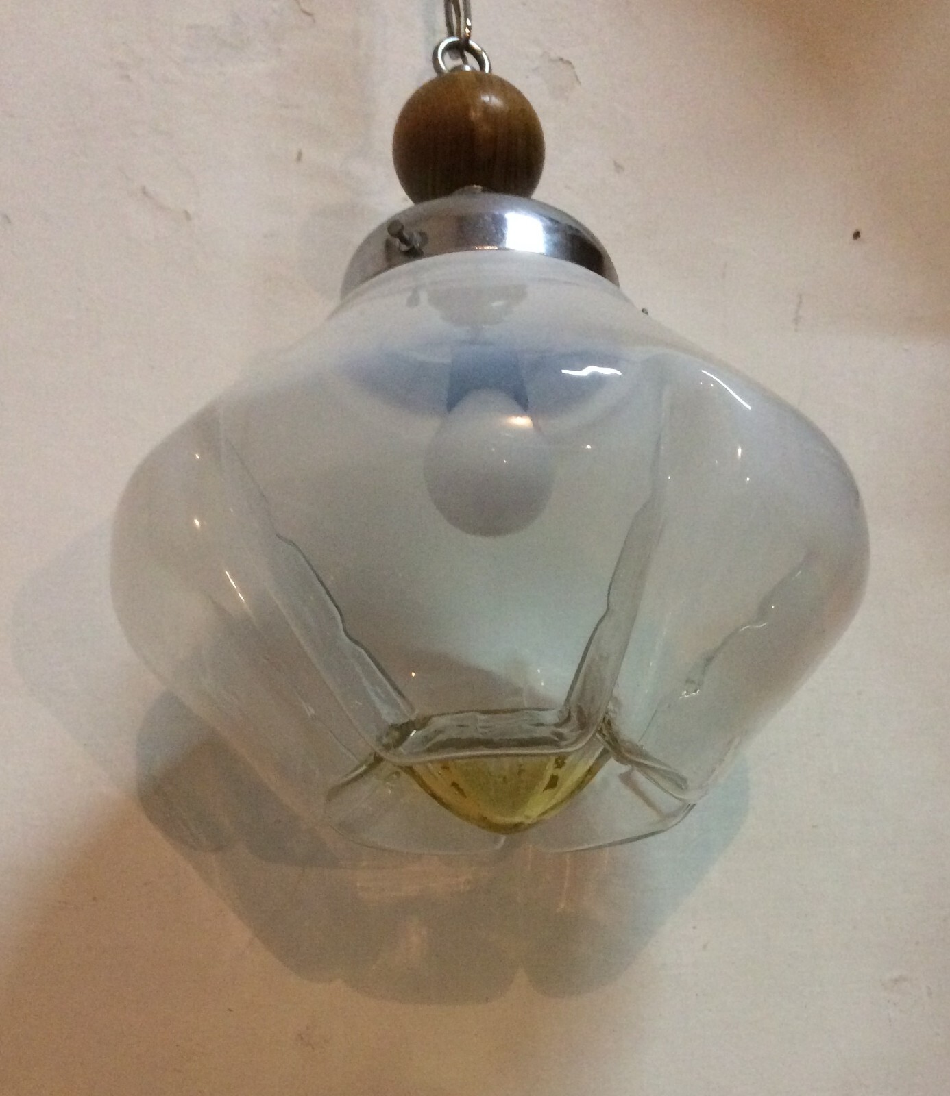 Lampadario A Sospensione In Vetro Introflesso Decorativo, Modernariato E Design