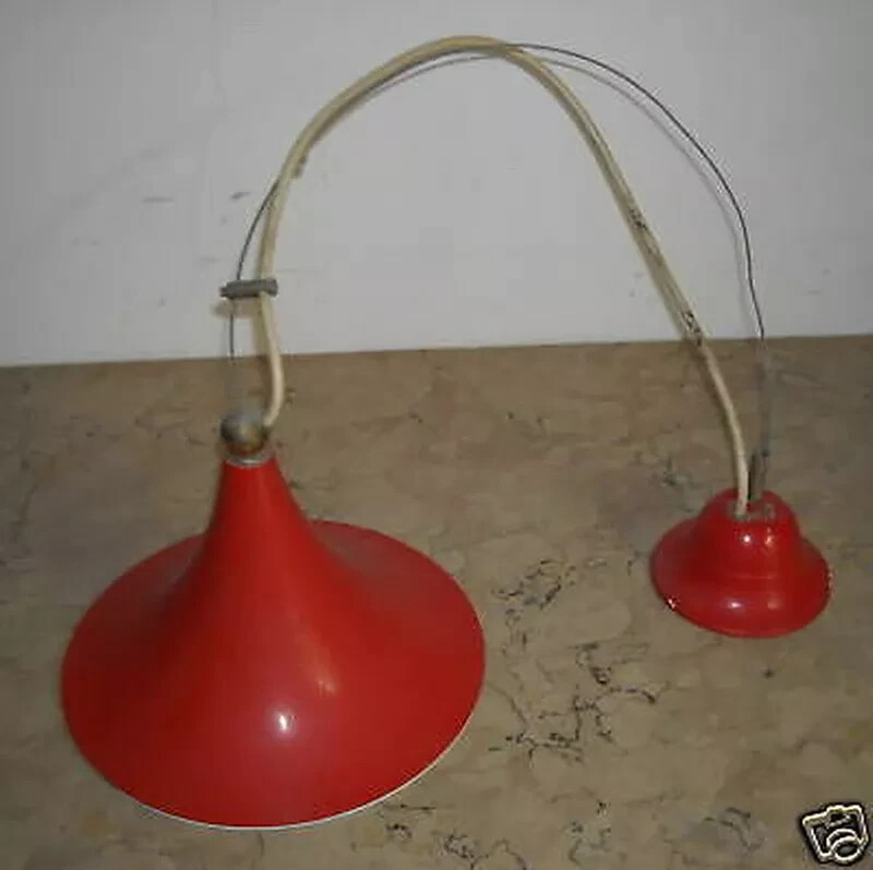 Modernariato: Lampadario Di Design Rosso, Lampada d'Epoca