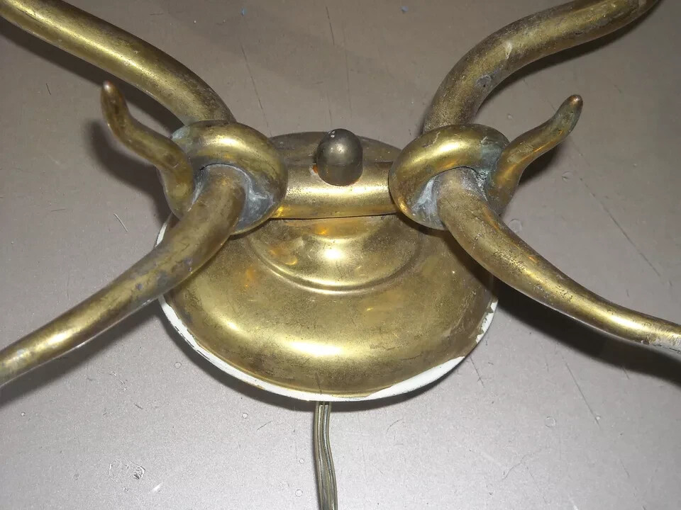 Lampada Applique A Due Bracci In Metallo Dorato, Stile Giò Ponti