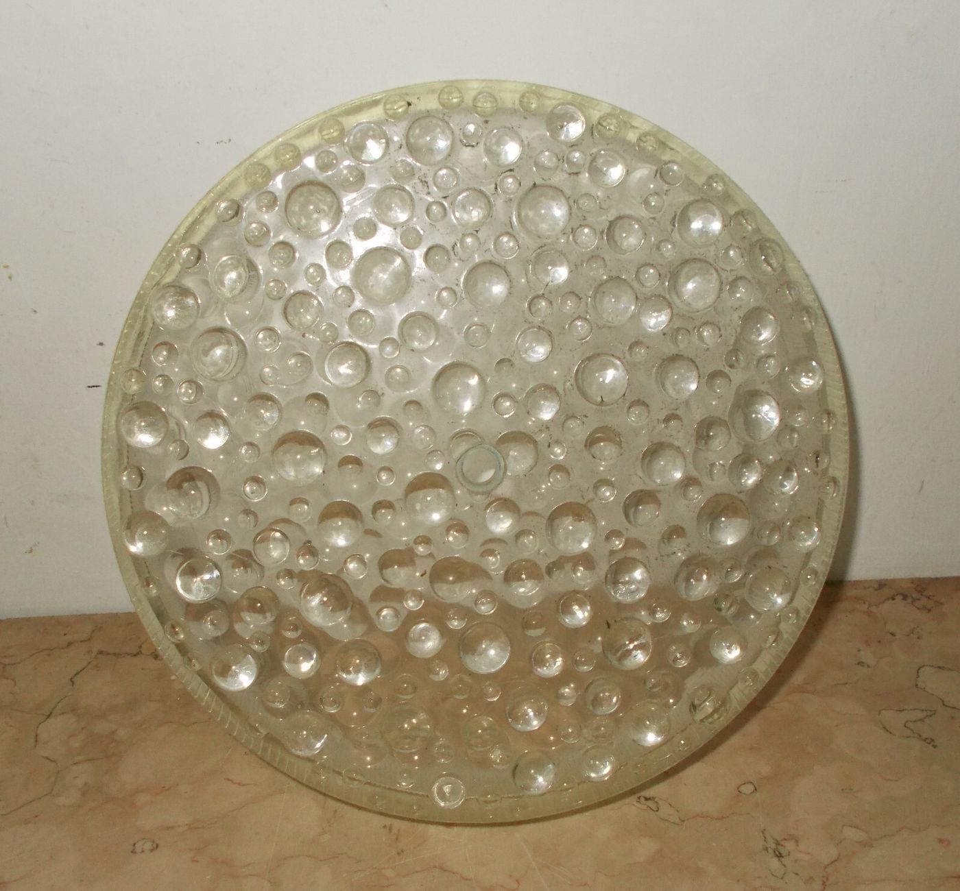 Lampada Plafoniera In Vetro E Metallo Cromato, Design Italiano, 1950 1970