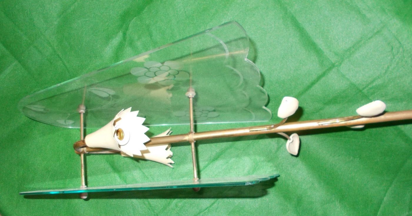 Lampadario A Sospensione In Vetro Inciso E Ottone