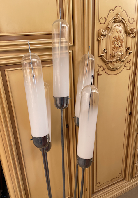 Modernariato, Design E Illuminazione: Lampada Mazzega Con Vetri Tubolari Sfumati