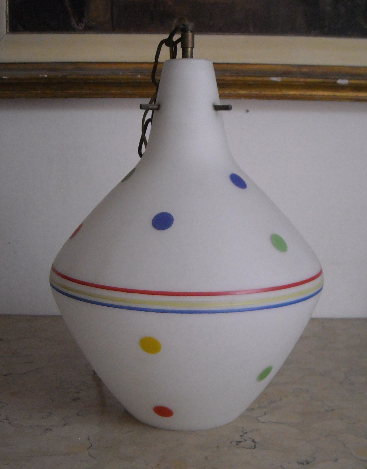 Lampada A Sospensione In Vetro Opalescente, Design Anni '50 '60