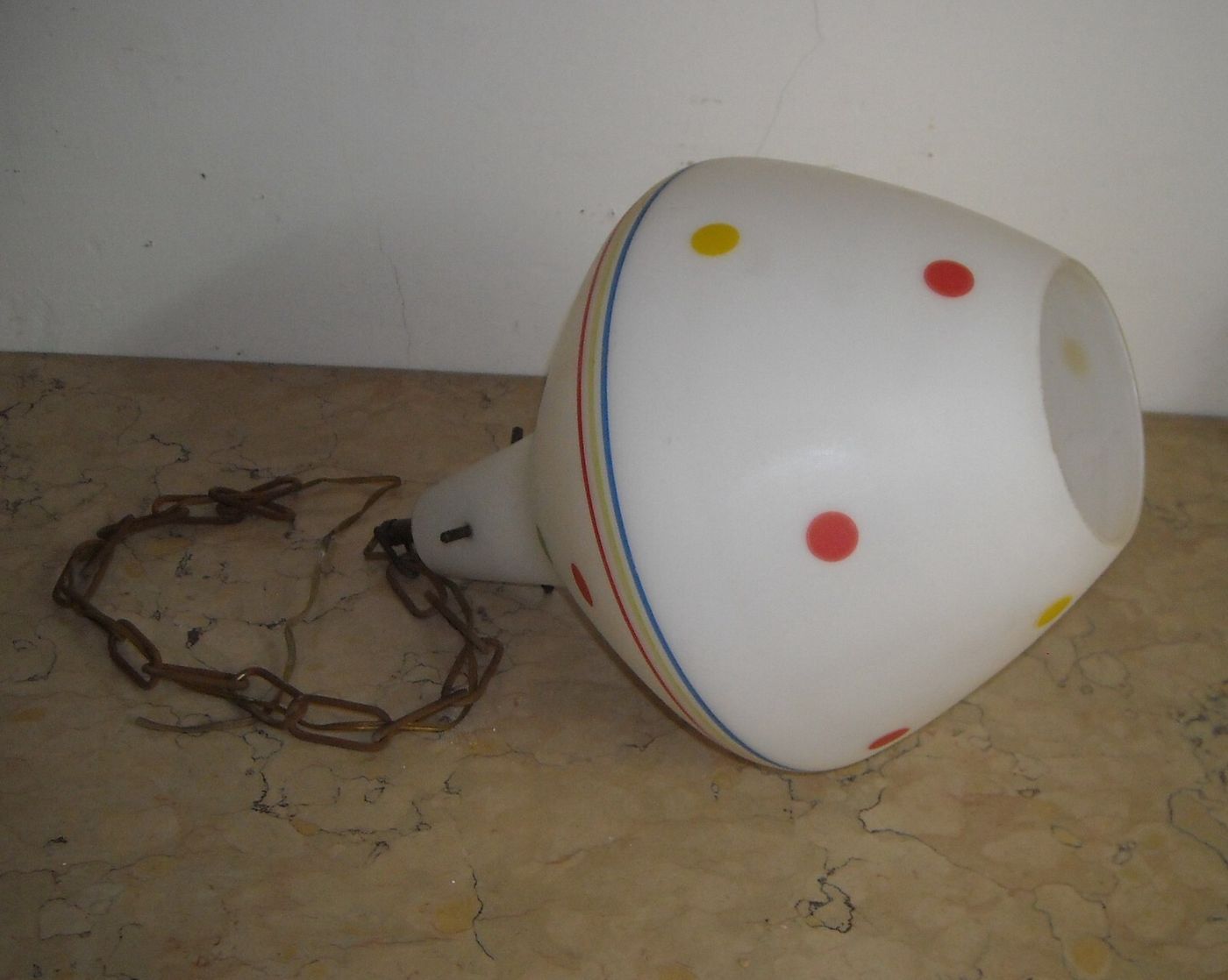 Lampada A Sospensione In Vetro Opalescente, Design Anni '50 '60