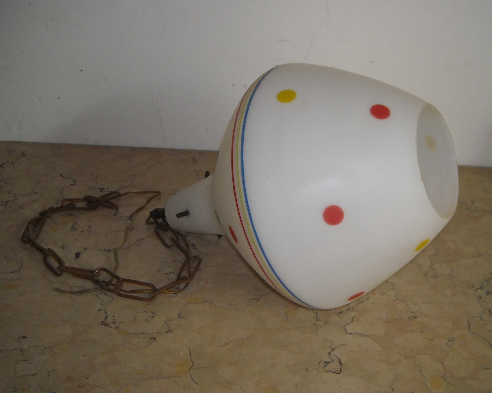 Lampada A Sospensione In Vetro Opalescente, Design Anni '50 '60
