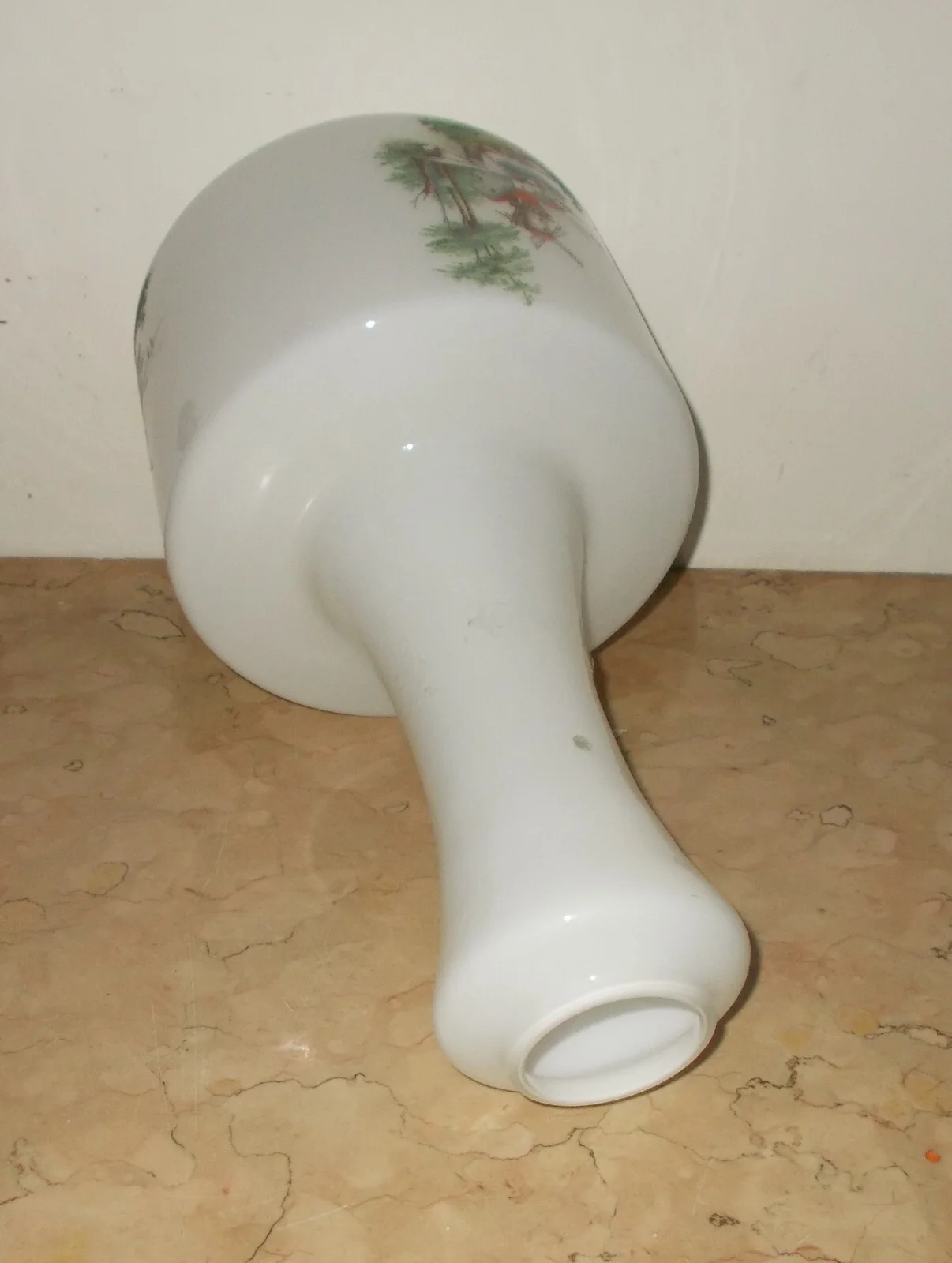 Lampada a Sospensione in Vetro Lattiginoso con Decori di Mulini a Vento
