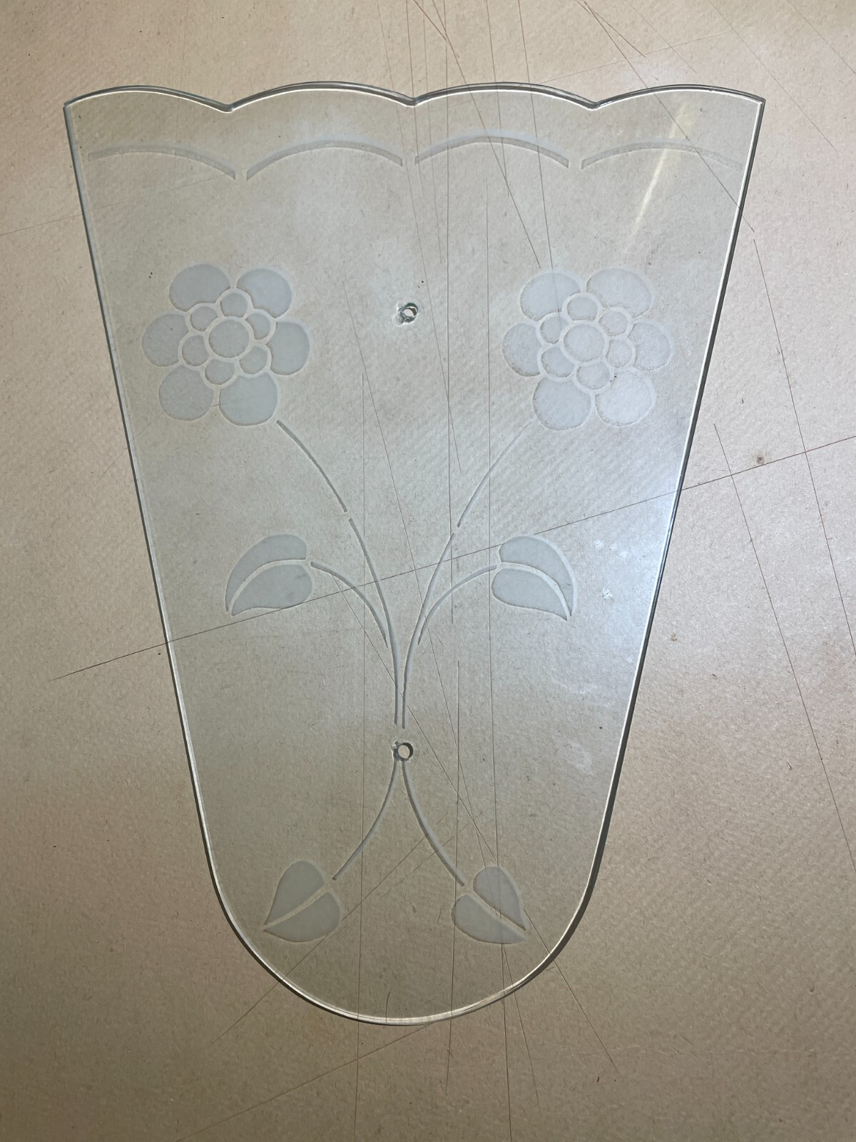 Coppia Di Ventole Per Lampade In Vetro Decorato A Motivi Floreali
