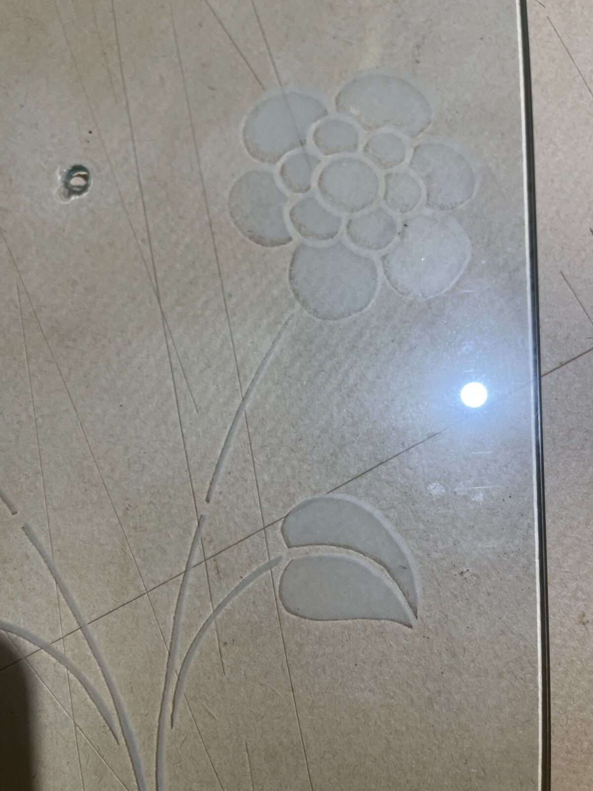 Coppia Di Ventole Per Lampade In Vetro Decorato A Motivi Floreali