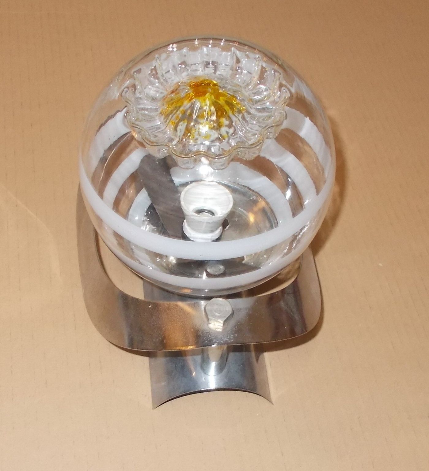 Modernariato Design Lampada Da Parete Applique In Vetro Modellato d'Epoca