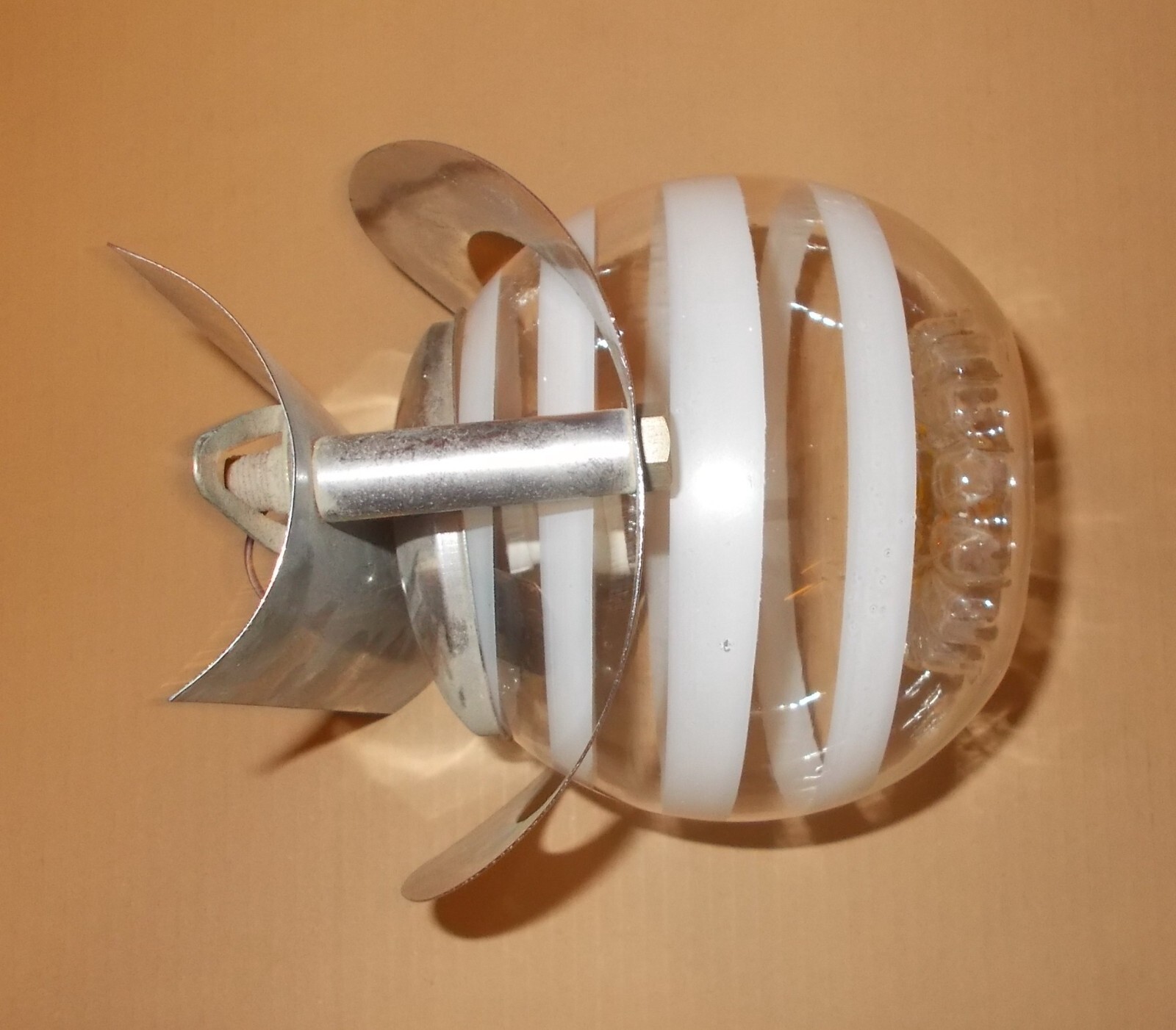 Modernariato Design Lampada Da Parete Applique In Vetro Modellato d'Epoca