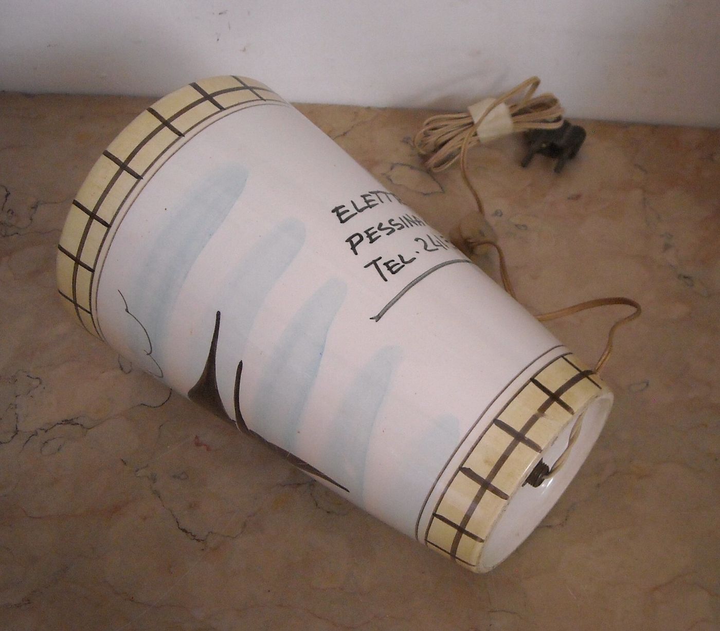 Lampada Da Tavolo Pubblicitaria Elettroricci In Ceramica, Bari