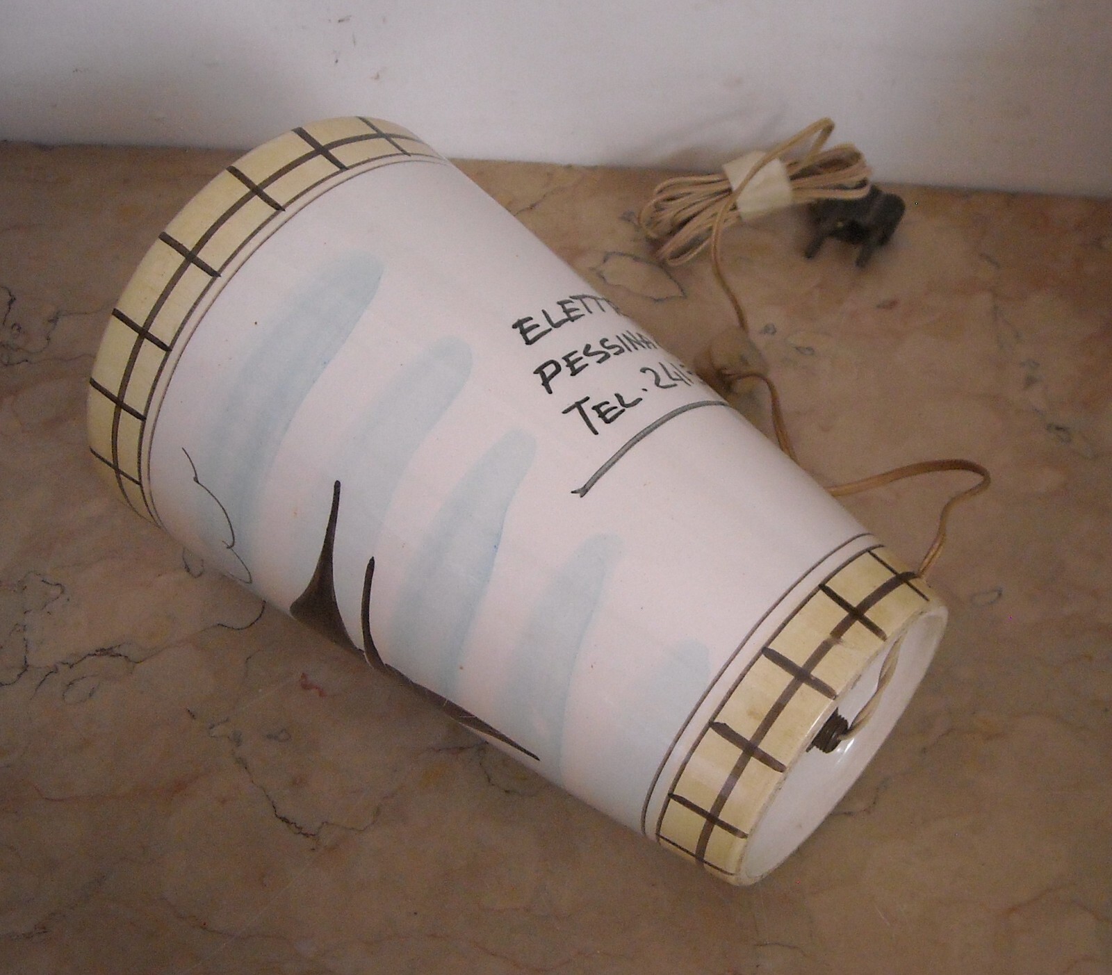 Lampada Da Tavolo Pubblicitaria Elettroricci In Ceramica, Bari