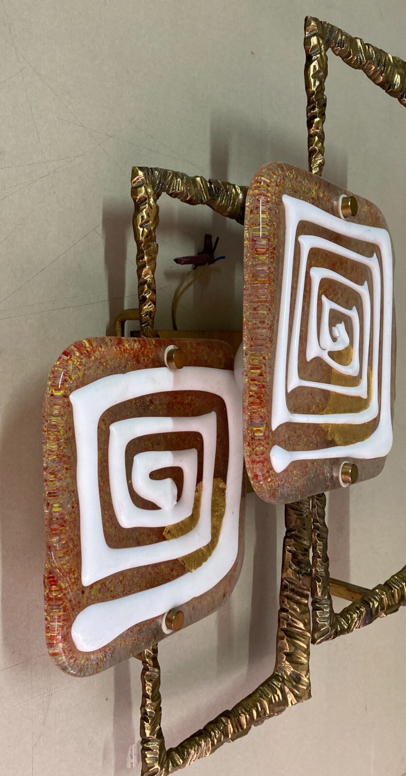 Modernariato, Design: Lampada Applique Scultorea Di Brotto Con Vetri