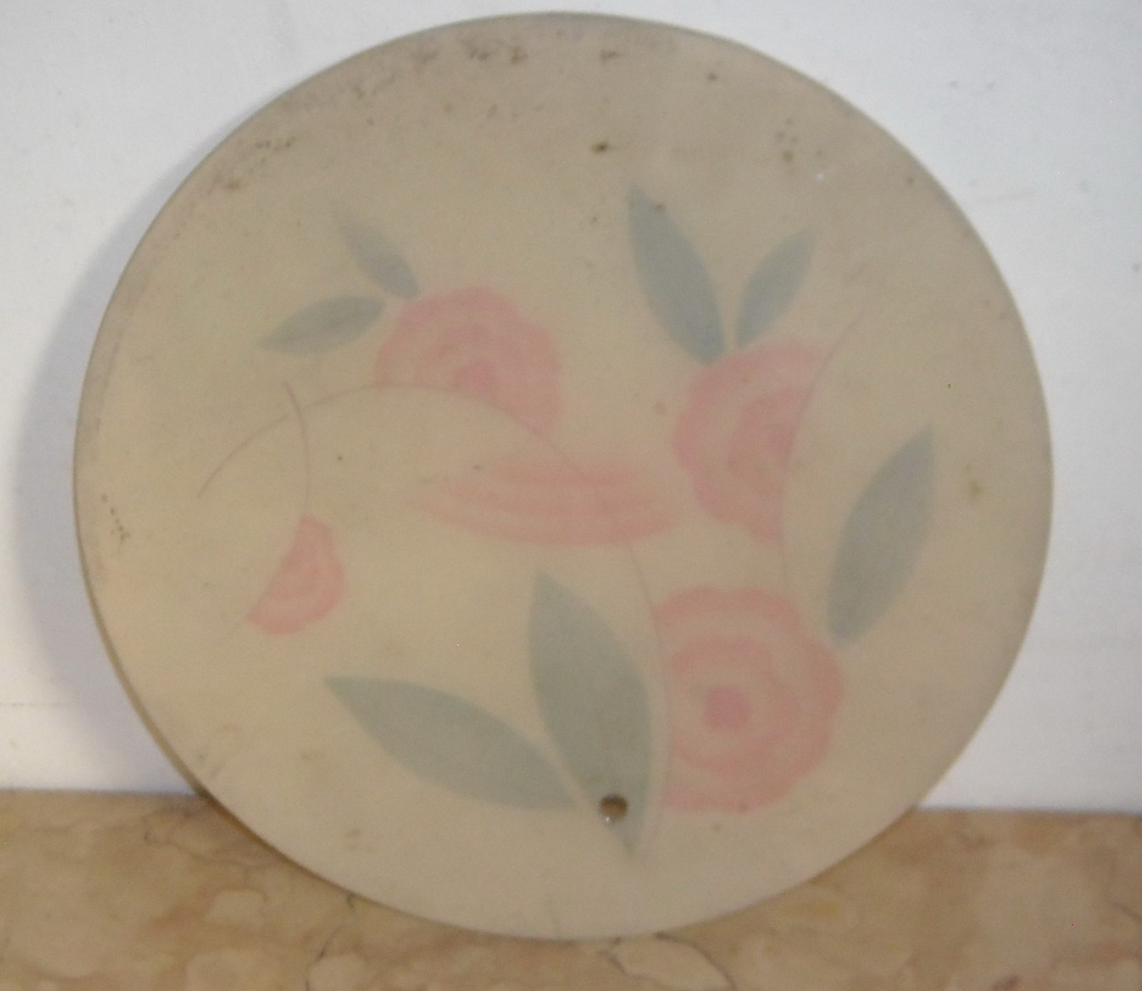 Coppia Di Vetri Piatti Per Lampada Con Decorazione Floreale