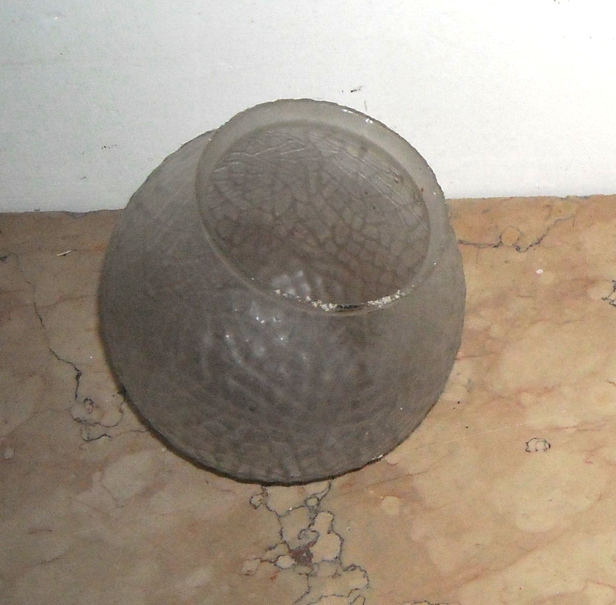 Vetro d'Epoca: Antica Coppa Sferica Per Lampade, Lampadari E Appliques
