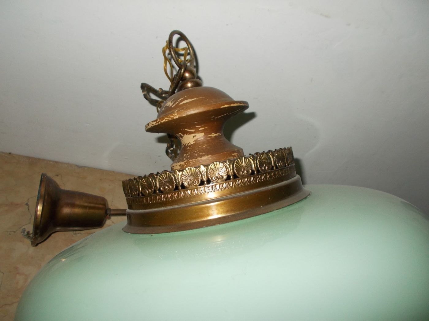 Lampadario Di Design In Vetro E Legno, Anni 1950 1970
