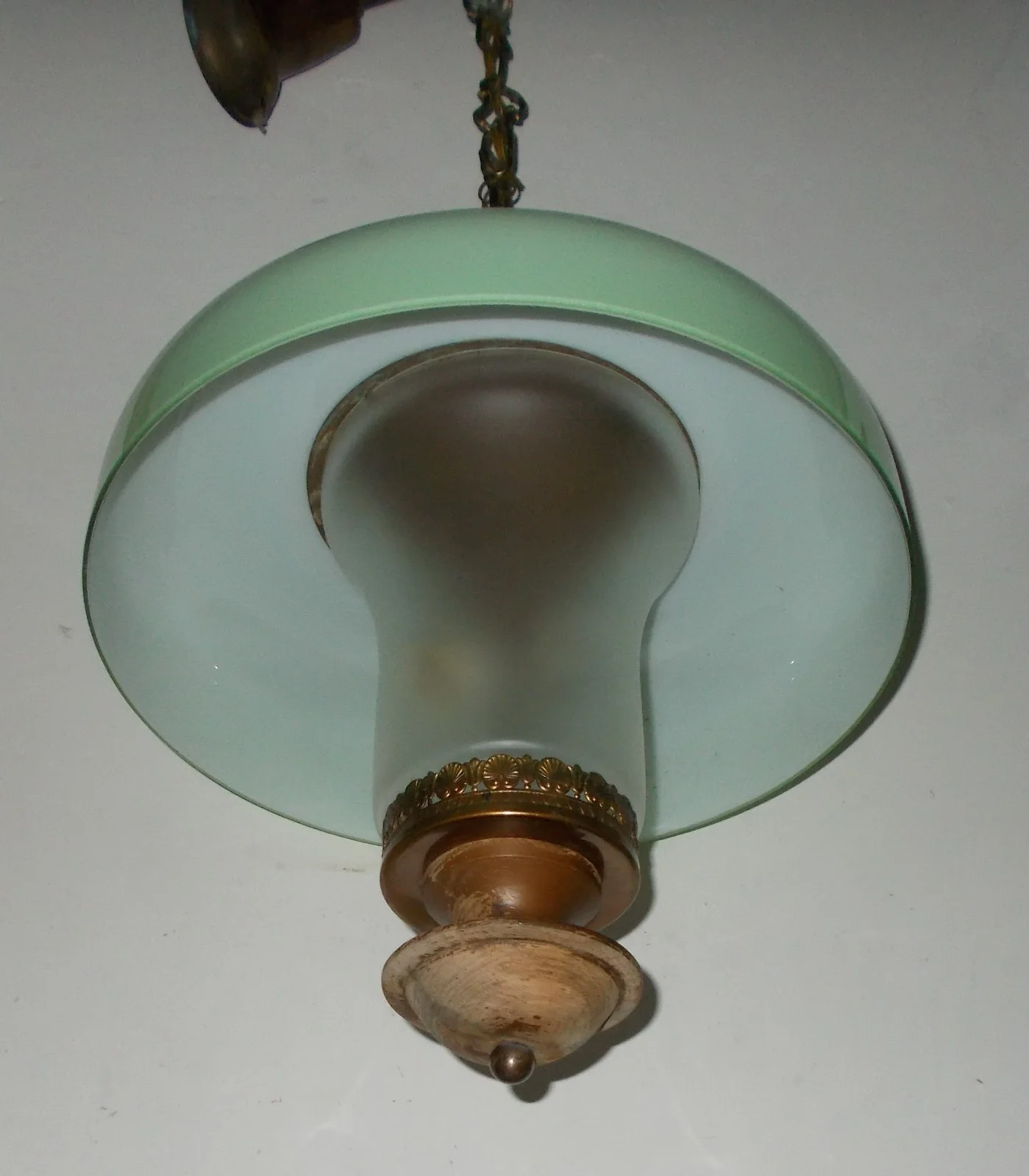 Lampadario di Design in Vetro e Legno, Anni 1950 1970